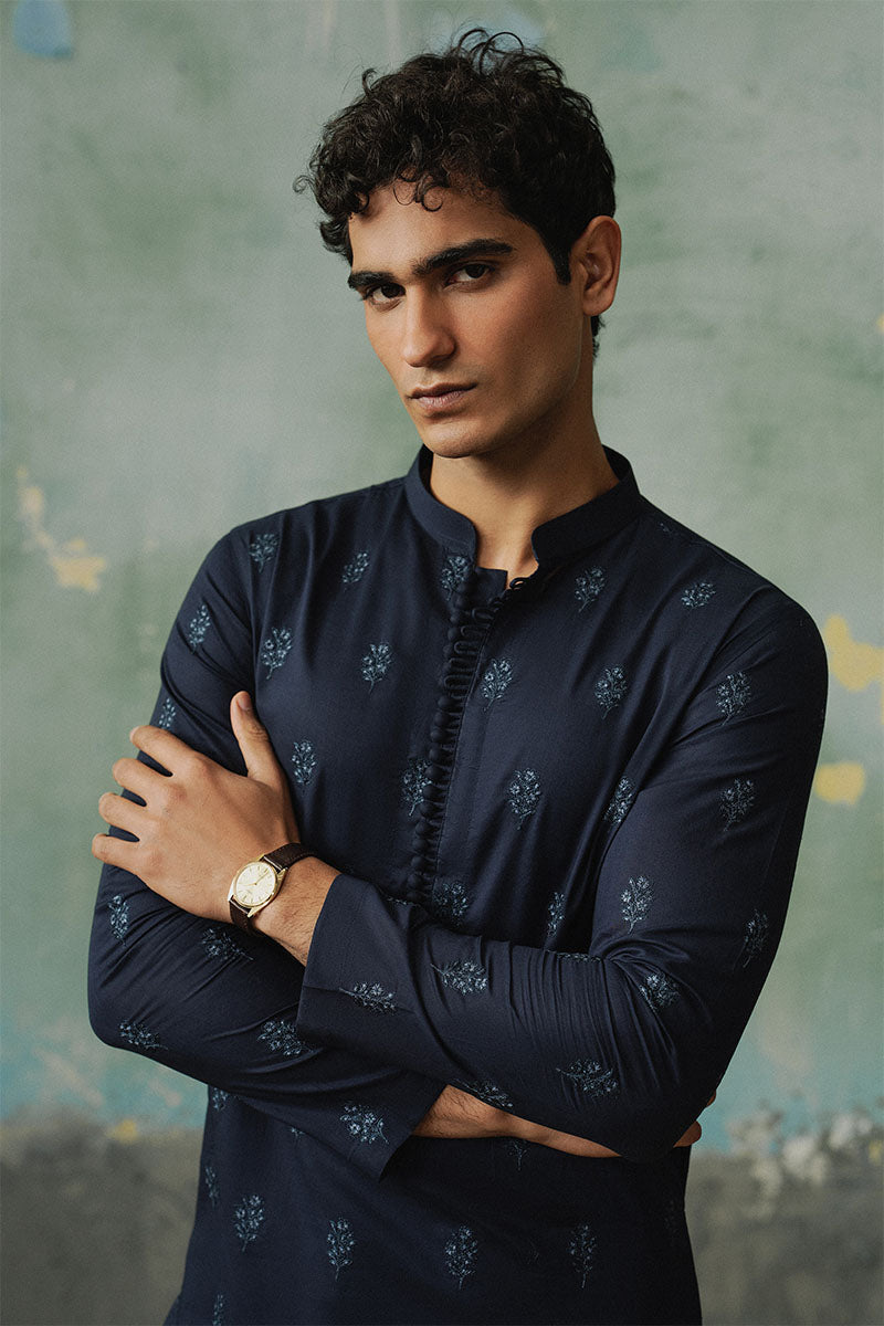 Navy Blue Embroidered Kurta Shalwar