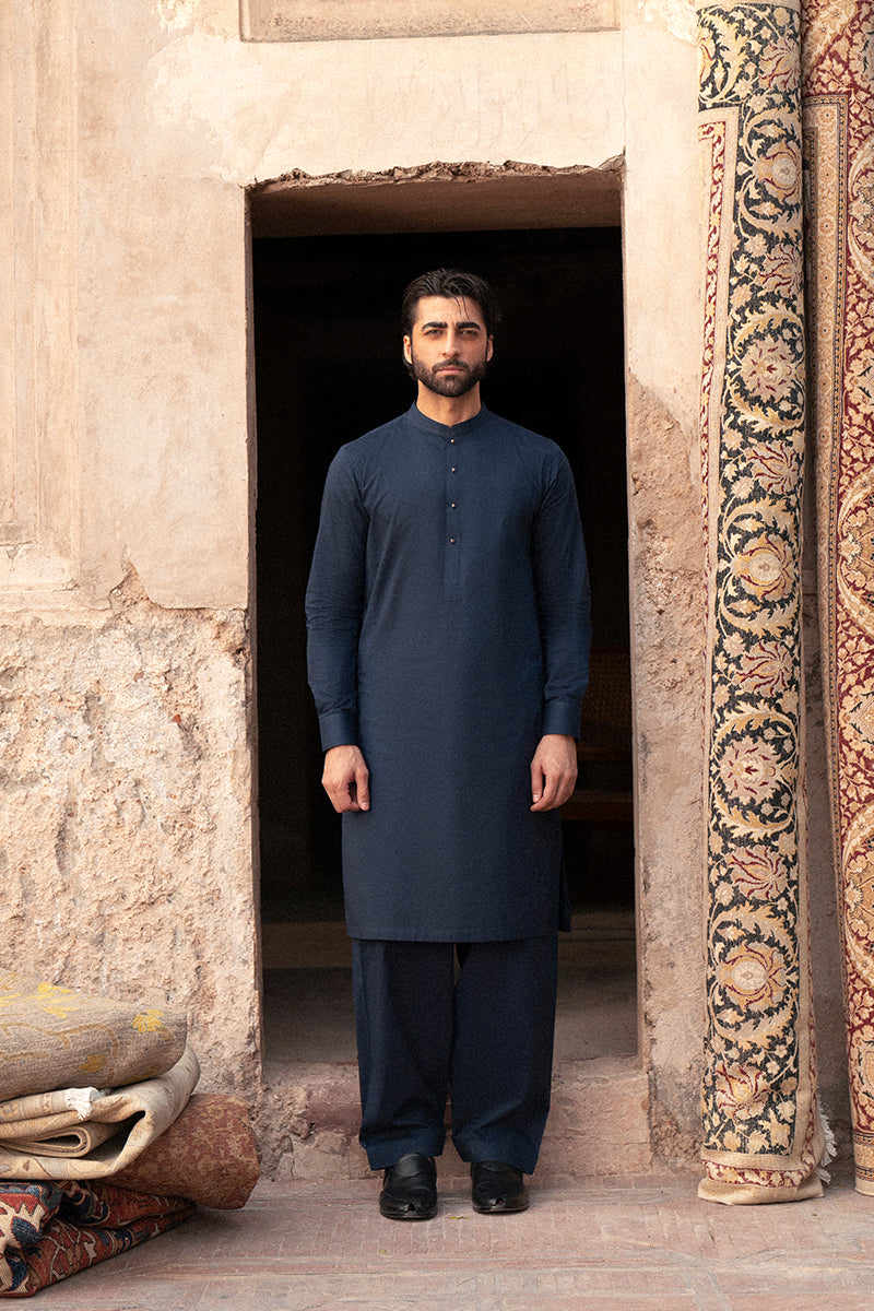 Navy Blue Egyptian Cotton Shalwar Kameez