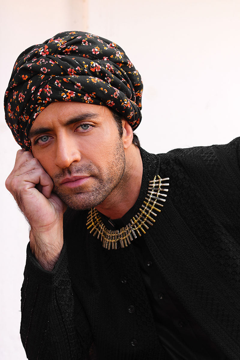 Wedding black sherwani for groom