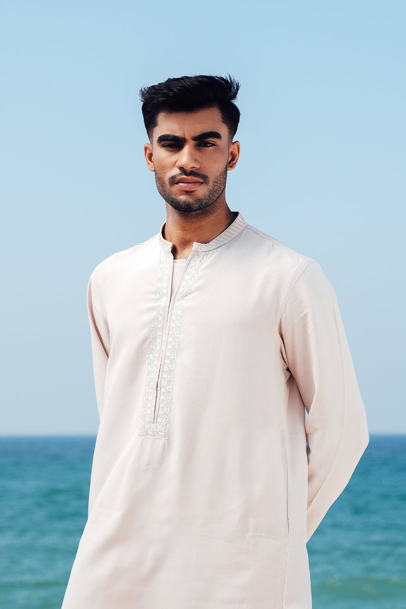 'Soft Pink' Embroidered Kurta Pajama