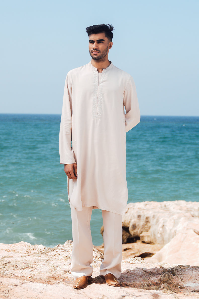 'Soft Pink' Embroidered Kurta Pajama