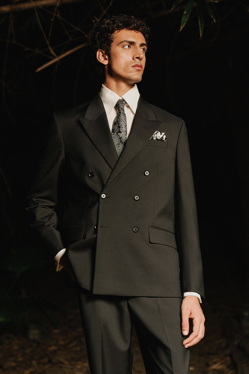 Onyx Black Double Breasted Suit