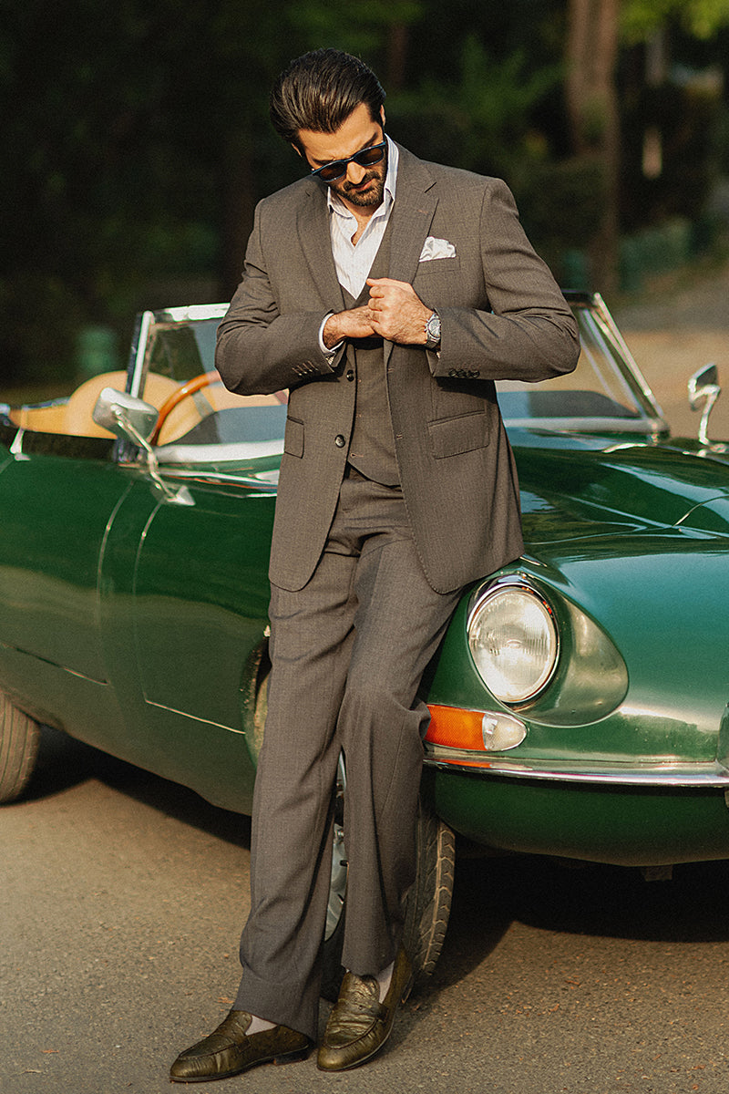 Charcoal Grey Single Brested Three Piece Suit