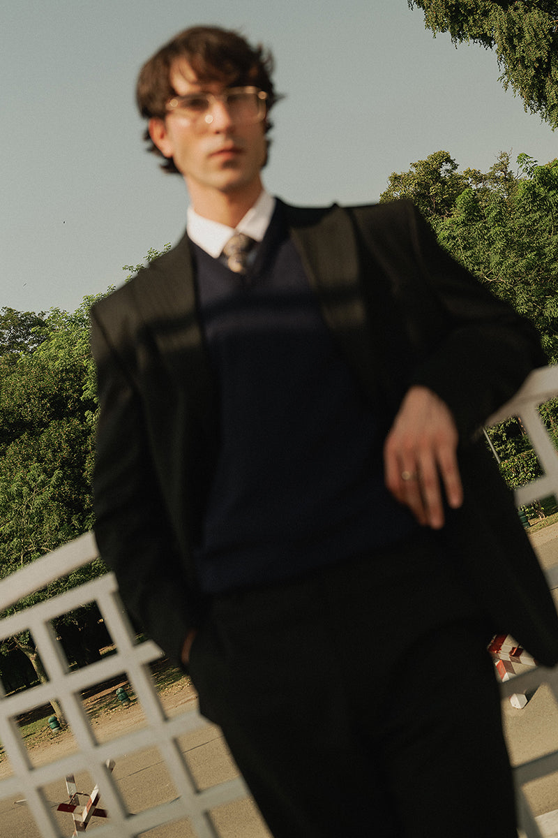 Jet Black Single Breasted Two Piece Suit