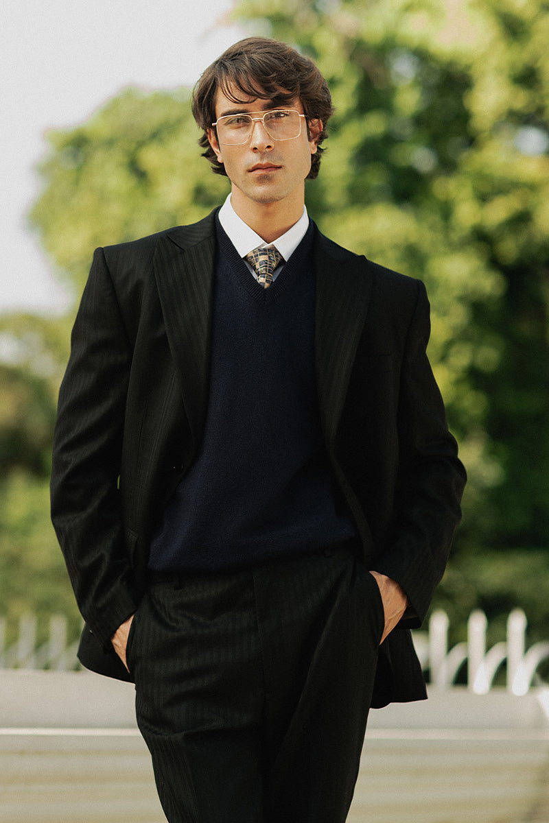 Jet Black Single Breasted Two Piece Suit