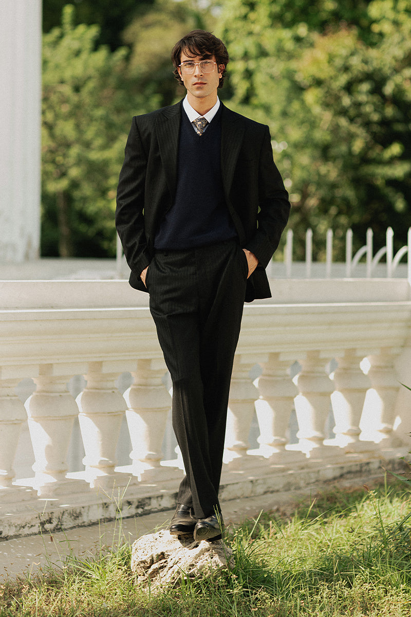 Jet Black Single Breasted Two Piece Suit