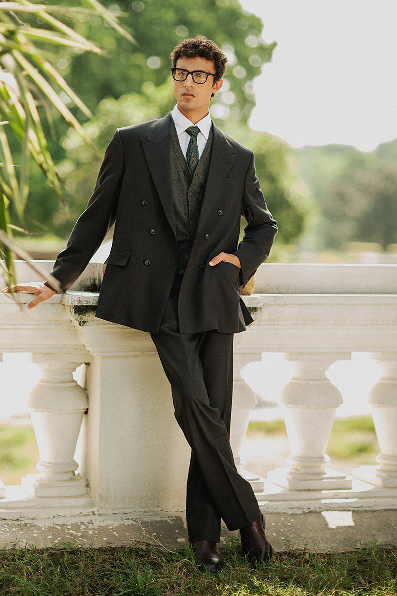 Charcoal Grey Double Brested Three Piece Suit