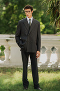 Charcoal Grey Double Brested Three Piece Suit