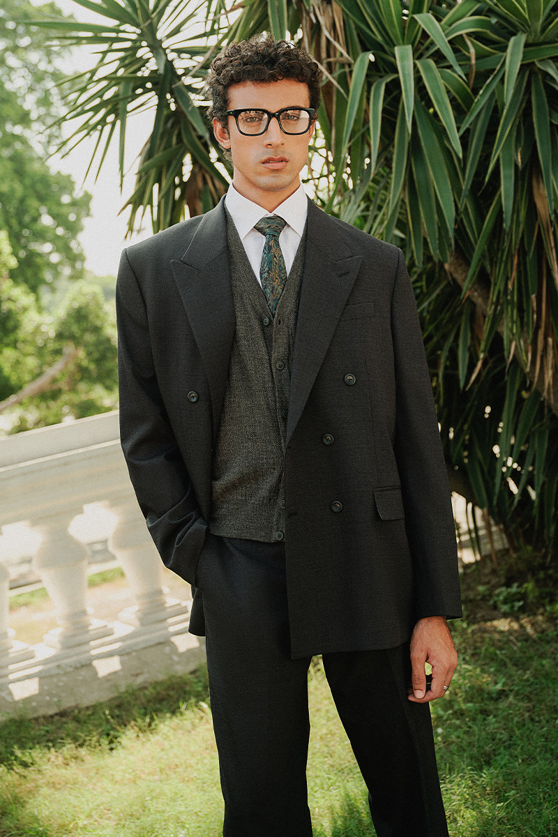 Charcoal Grey Double Brested Three Piece Suit