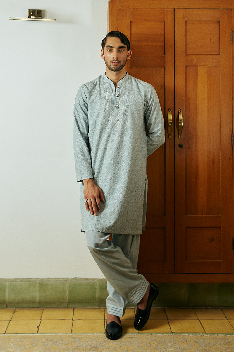 TEAL BLUE LUXURY KURTA PAJAMA FOR MEN