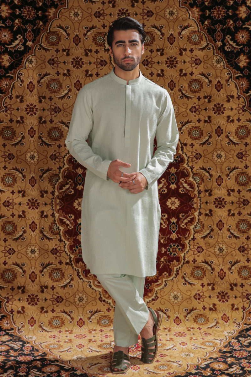 MINT GREEN SELF COTTON KURTA AND TROUSER